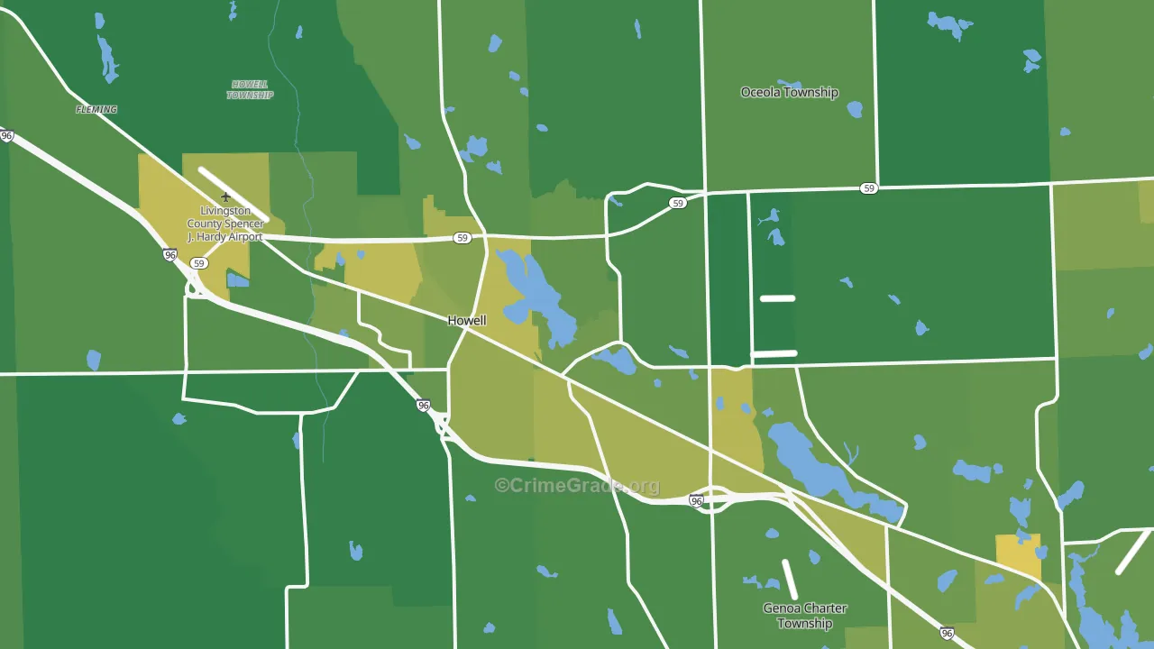 Howell, MI Map of Vehicle Theft Rates