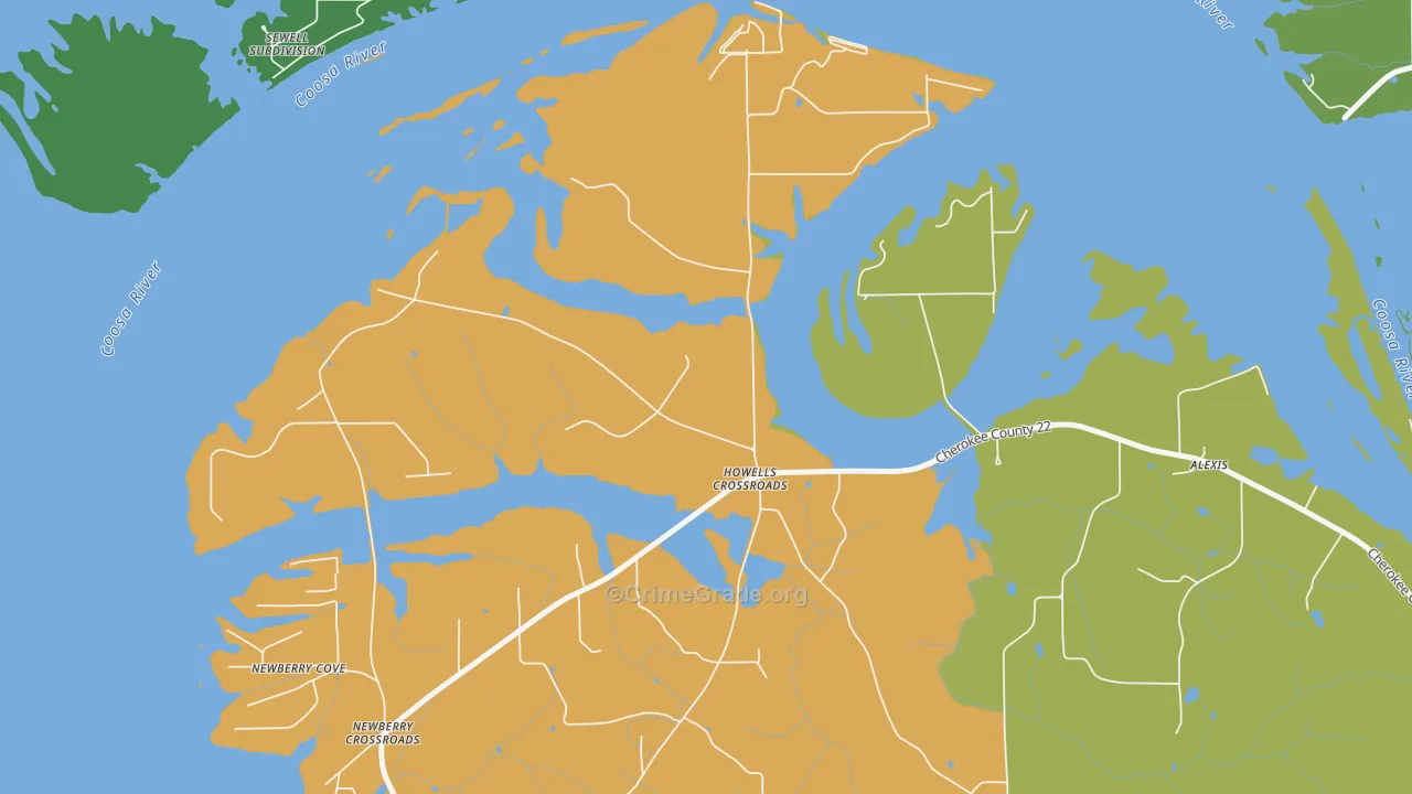 Howells Crossroads, AL Map of Vehicle Theft Rates