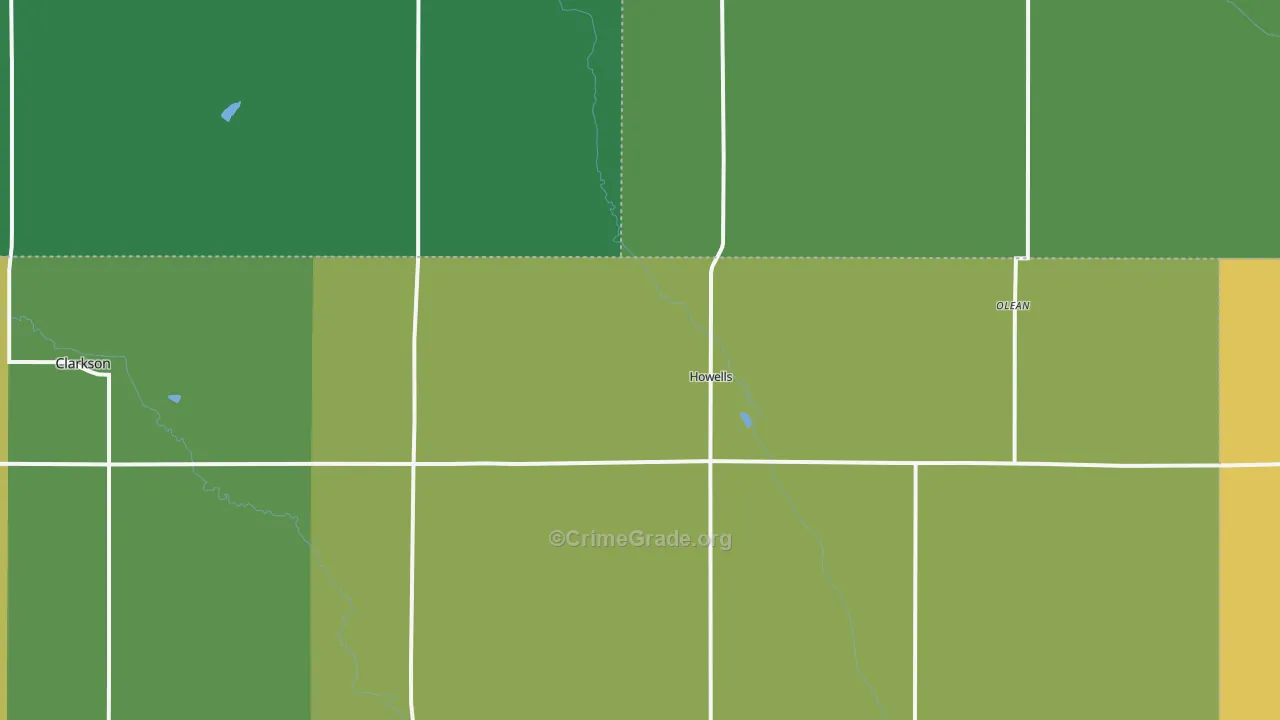 Howells, NE Map of Vehicle Theft Rates