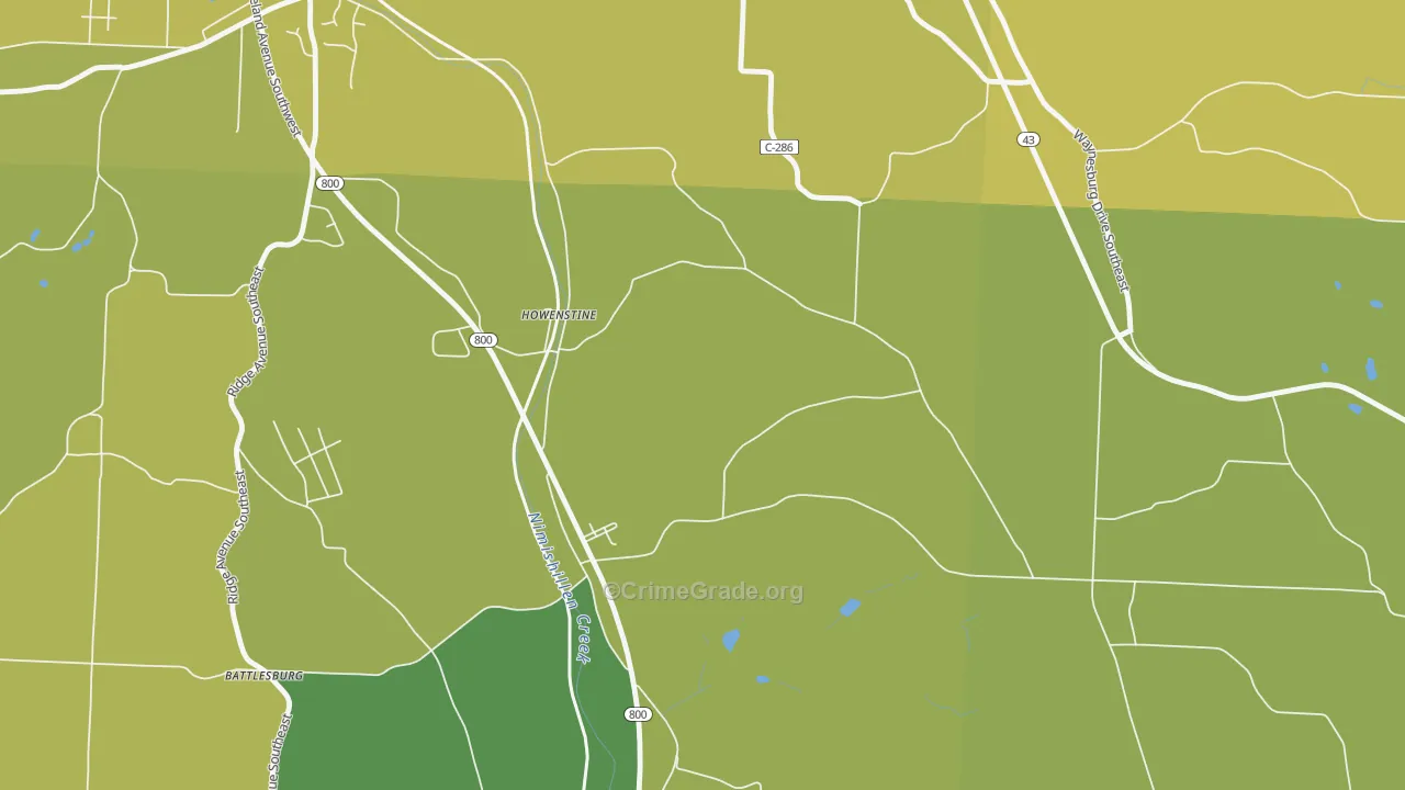 Howenstine, OH Map of Vehicle Theft Rates