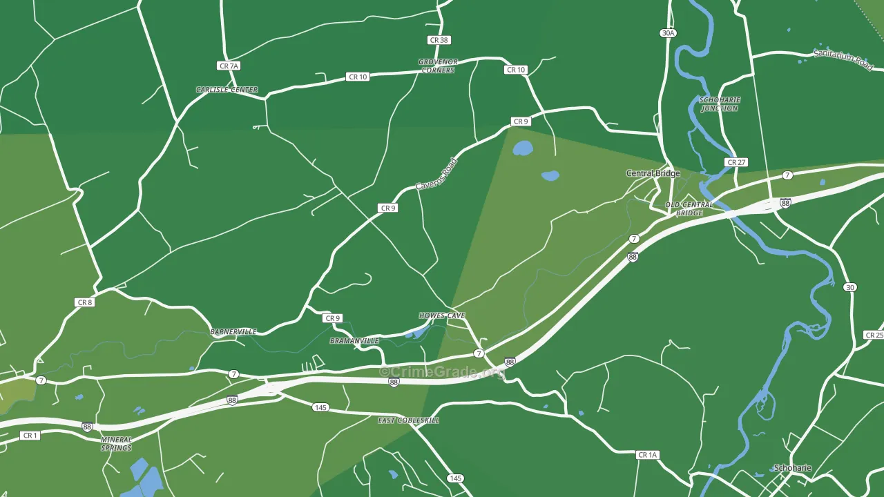 Howes Cave, NY Map of Vehicle Theft Rates