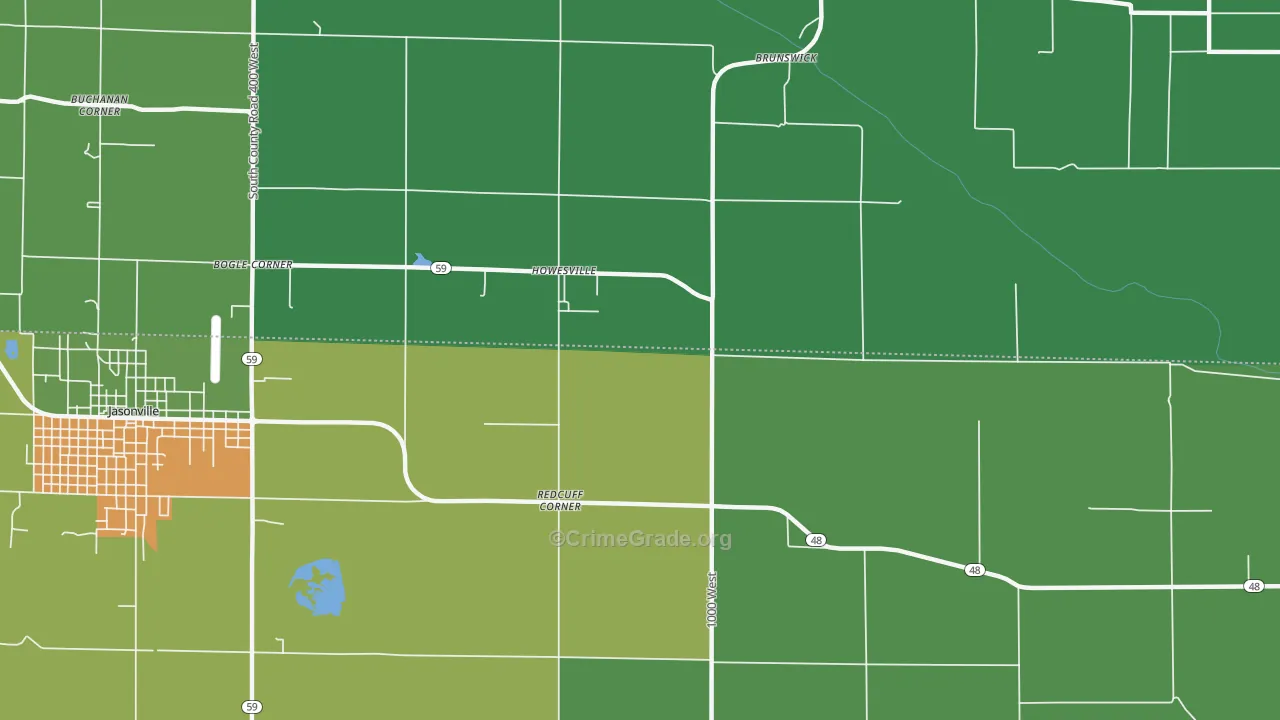 Howesville, IN Map of Vehicle Theft Rates