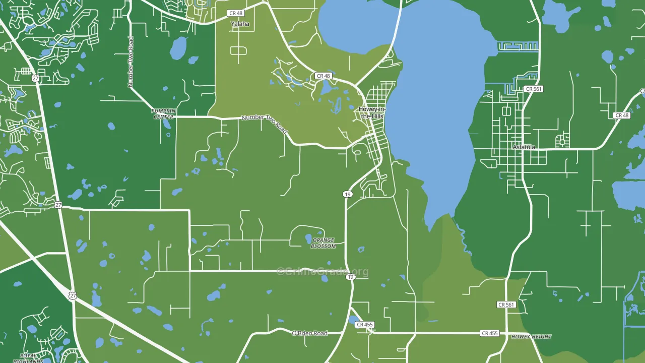 Howey-in-the-Hills, FL Map of Vehicle Theft Rates