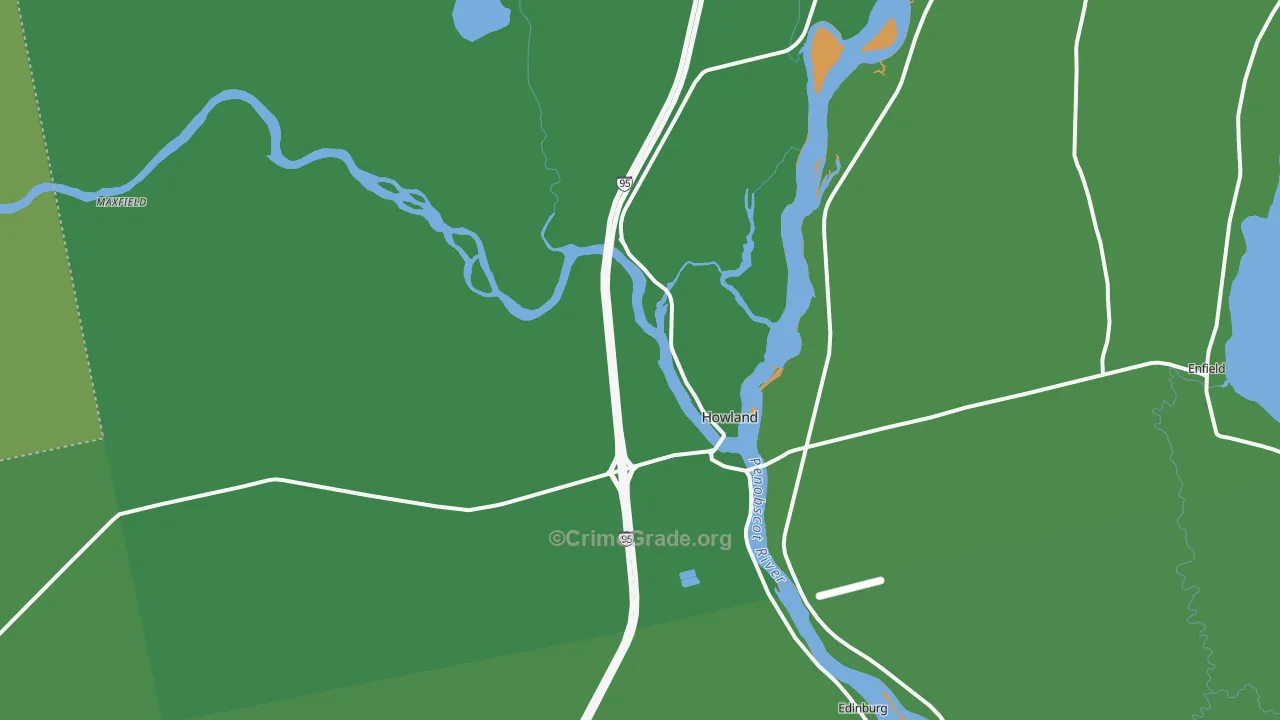 Howland, ME Map of Vehicle Theft Rates