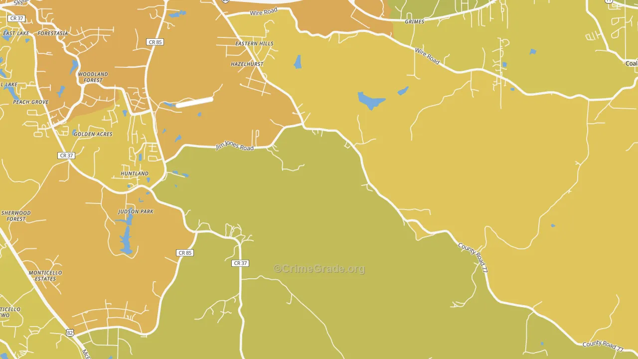 Howton, AL Map of Vehicle Theft Rates