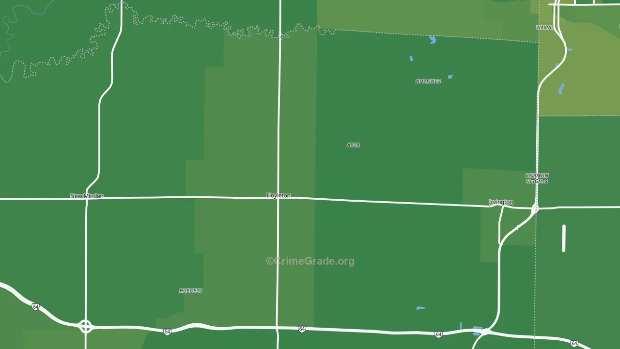 Hoyleton, IL Map of Vehicle Theft Rates