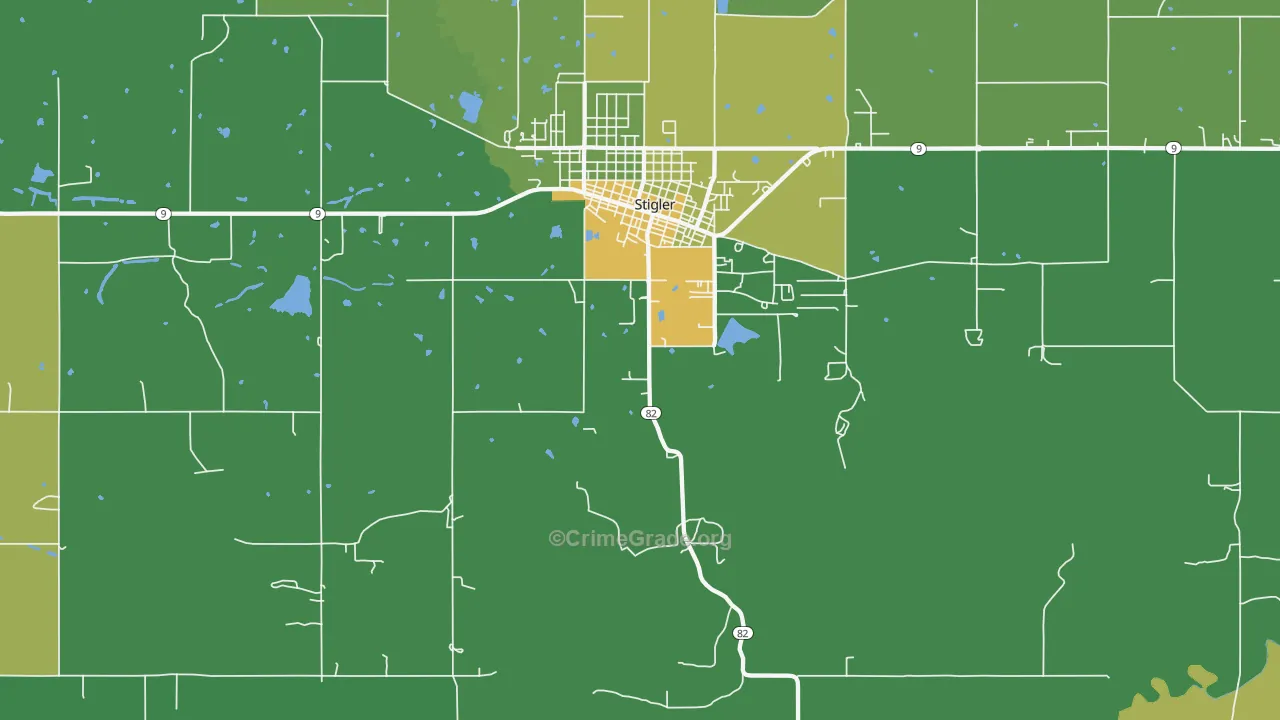 Hoyt, OK Map of Vehicle Theft Rates