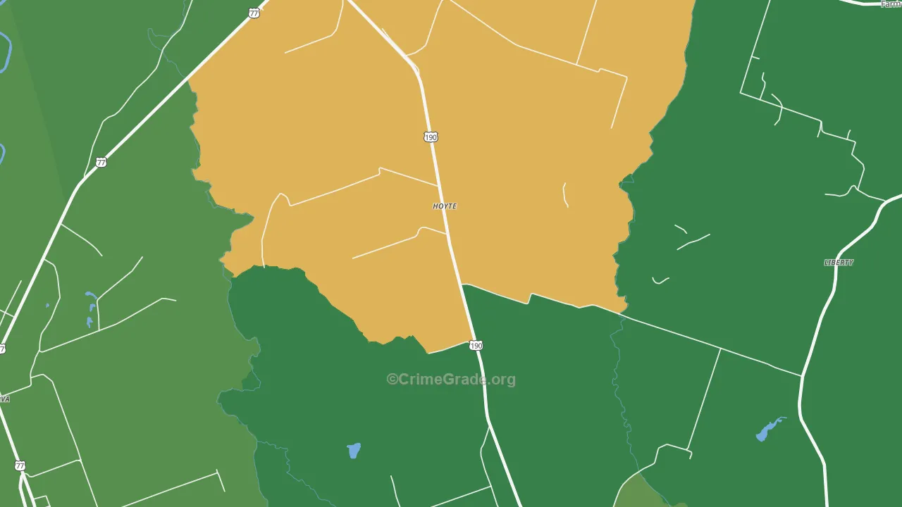 Hoyte, TX Map of Vehicle Theft Rates