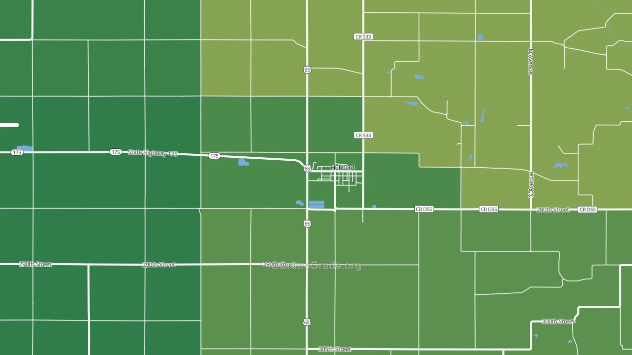Hubbard, IA Map of Vehicle Theft Rates