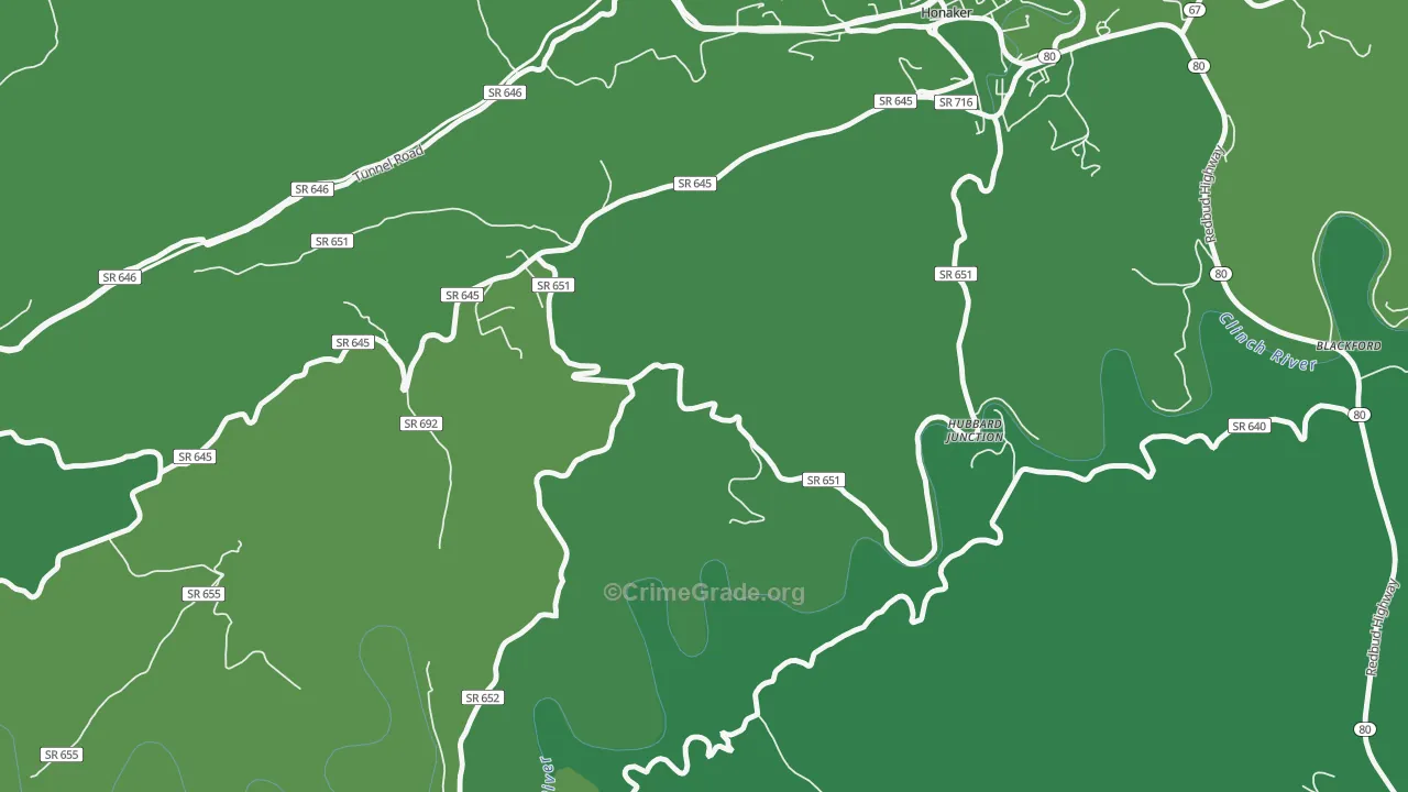 Hubbard Junction, VA Map of Vehicle Theft Rates