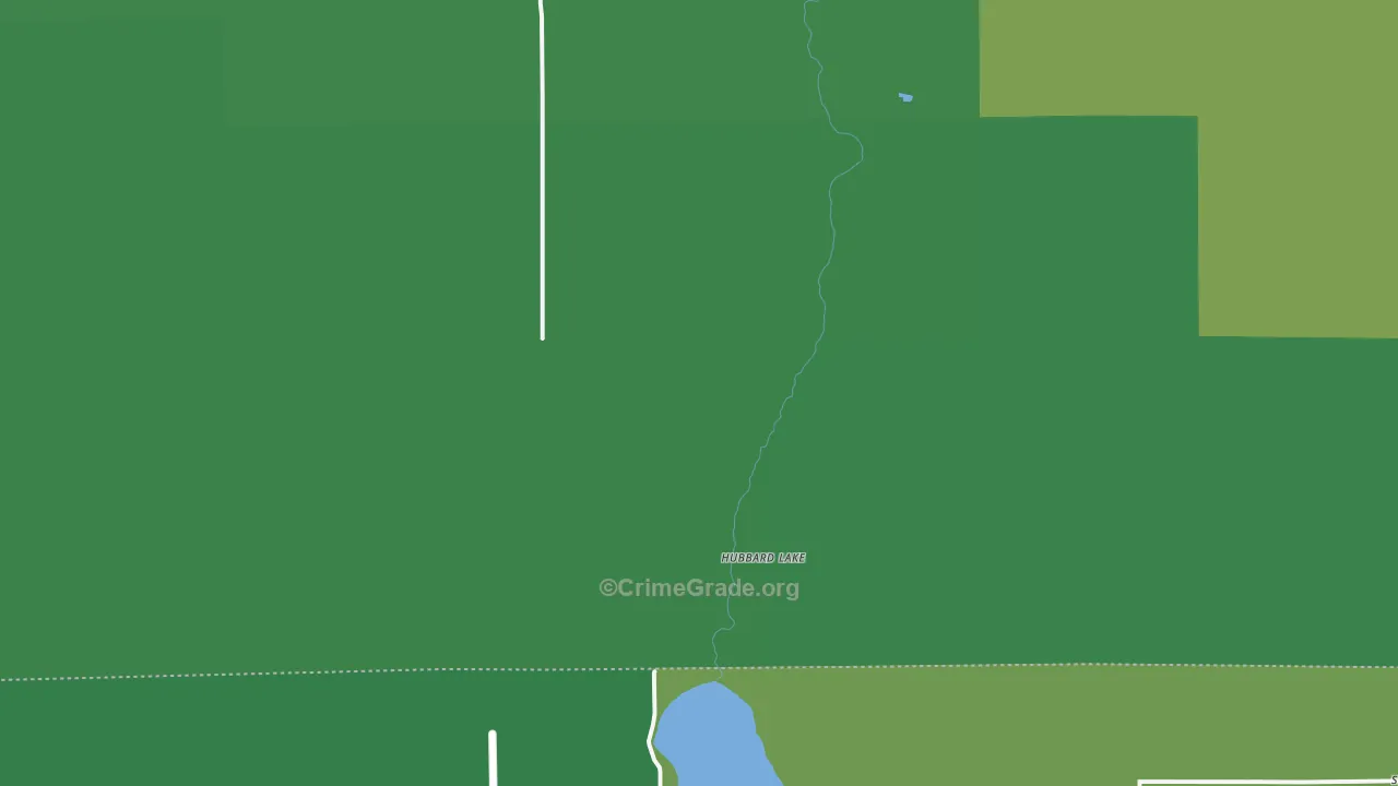 Hubbard Lake, MI Map of Vehicle Theft Rates