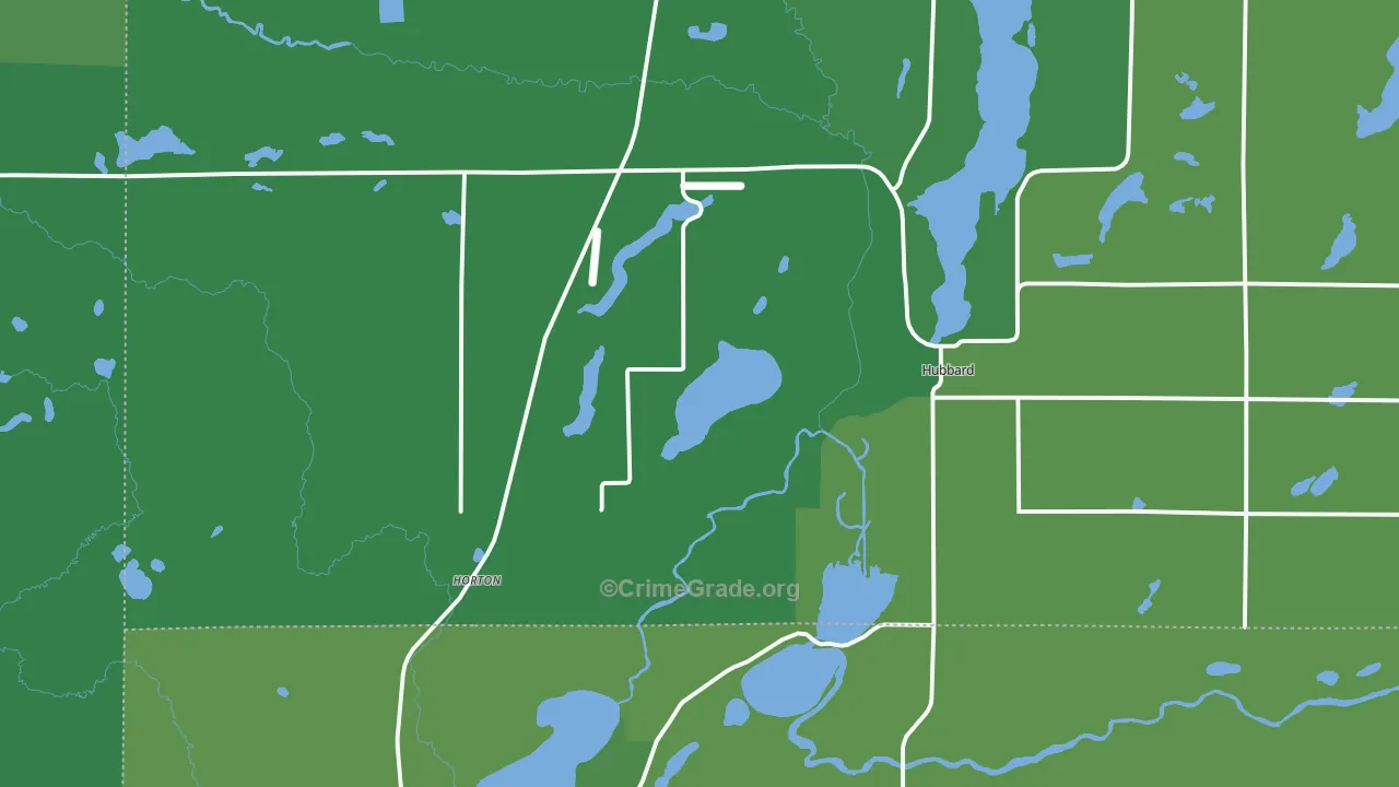 Hubbard, MN Map of Vehicle Theft Rates