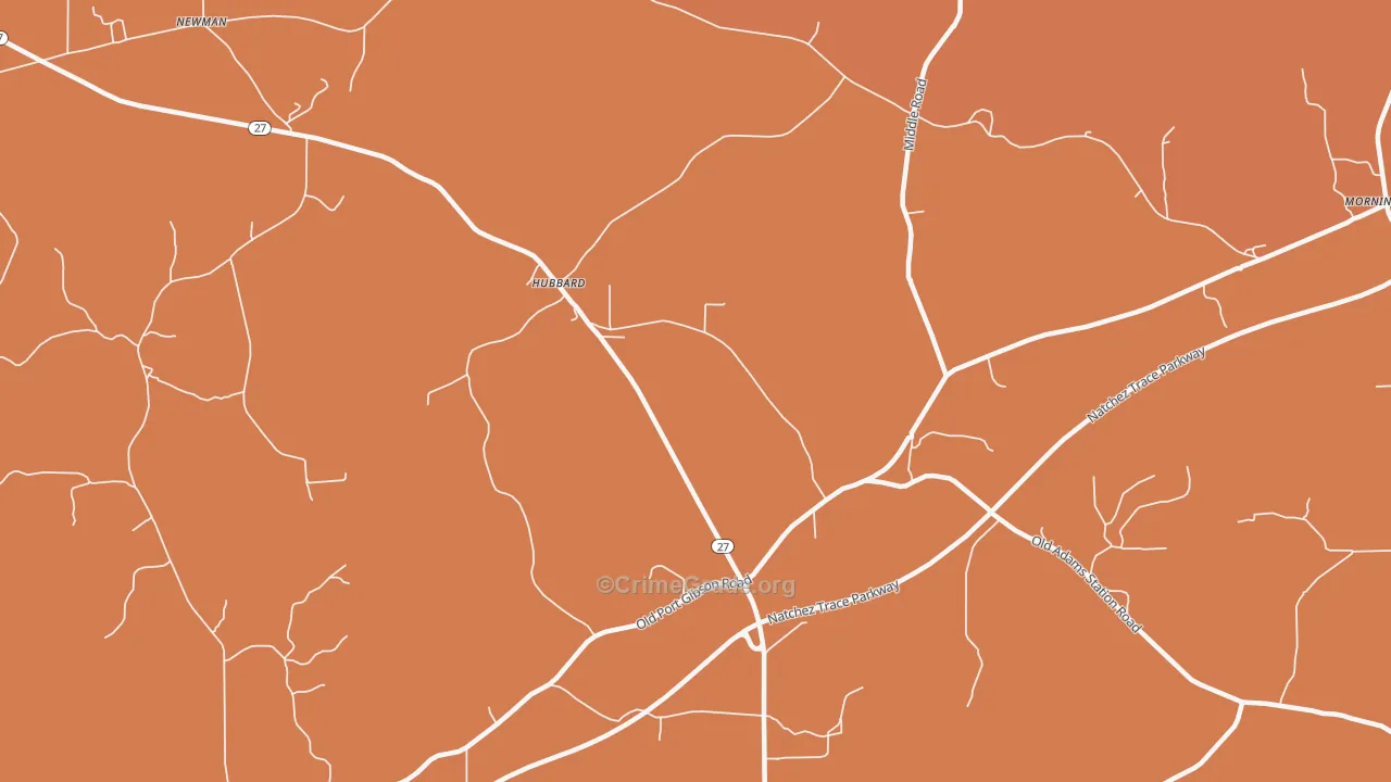 Hubbard, MS Map of Vehicle Theft Rates