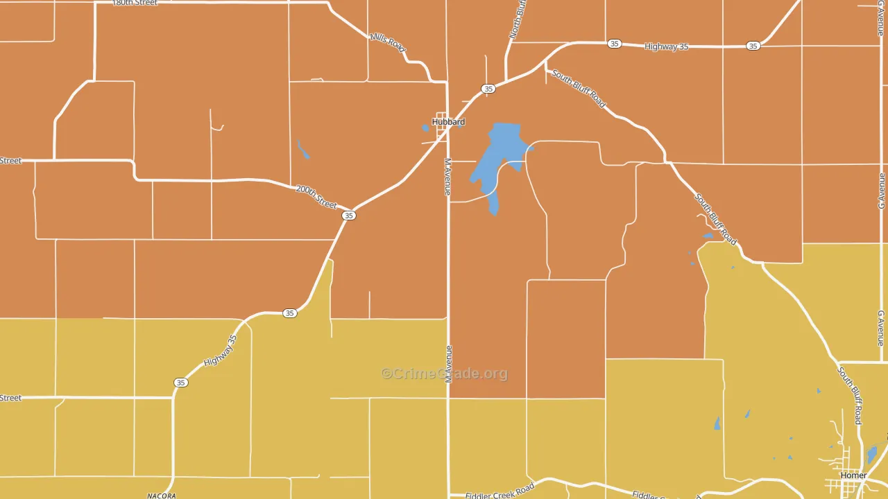 Hubbard, NE Map of Vehicle Theft Rates