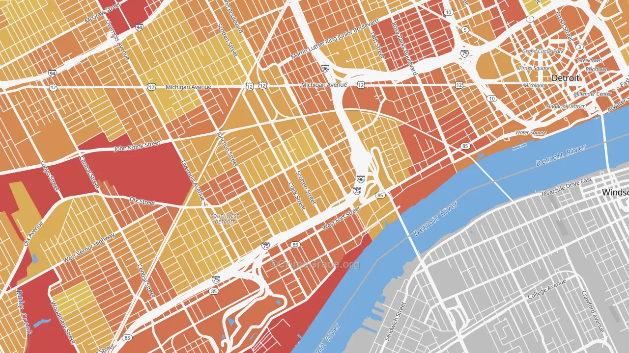Hubbard-Richard, Detroit, MI Map of Vehicle Theft Rates