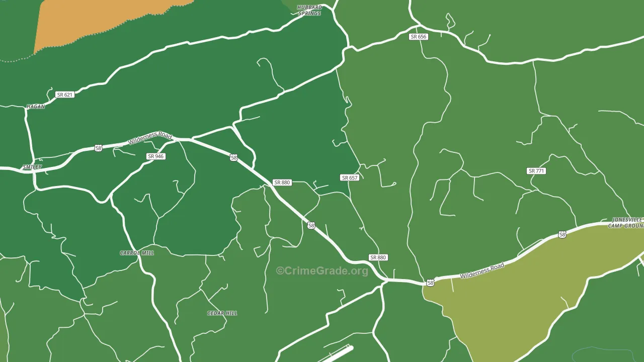 Hubbard Springs, VA Map of Vehicle Theft Rates
