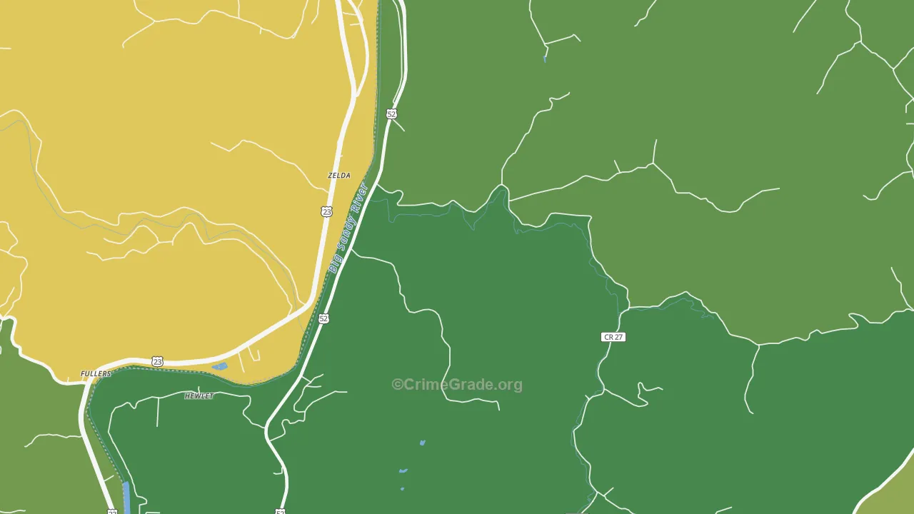 Hubbardstown, WV Map of Vehicle Theft Rates