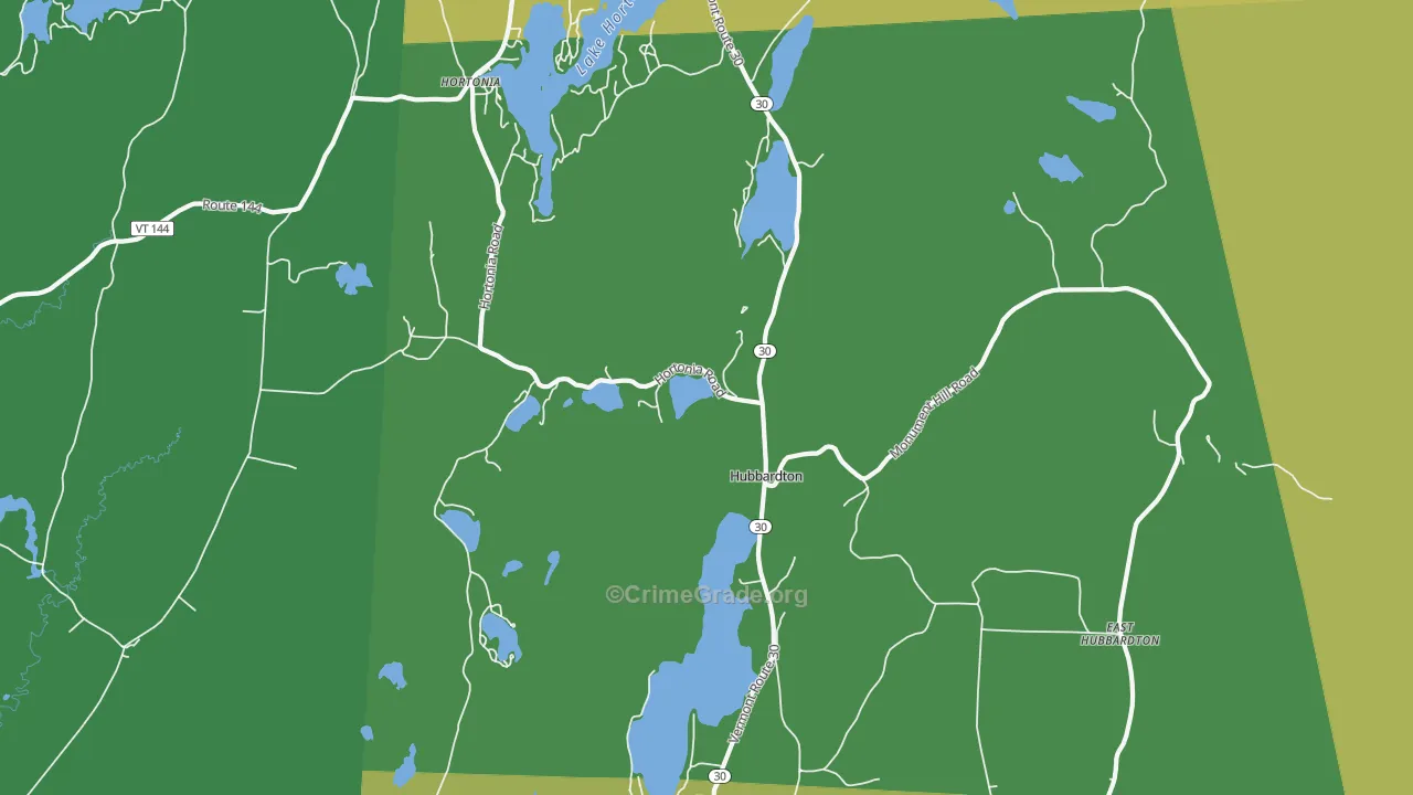 Hubbardton, VT Map of Vehicle Theft Rates