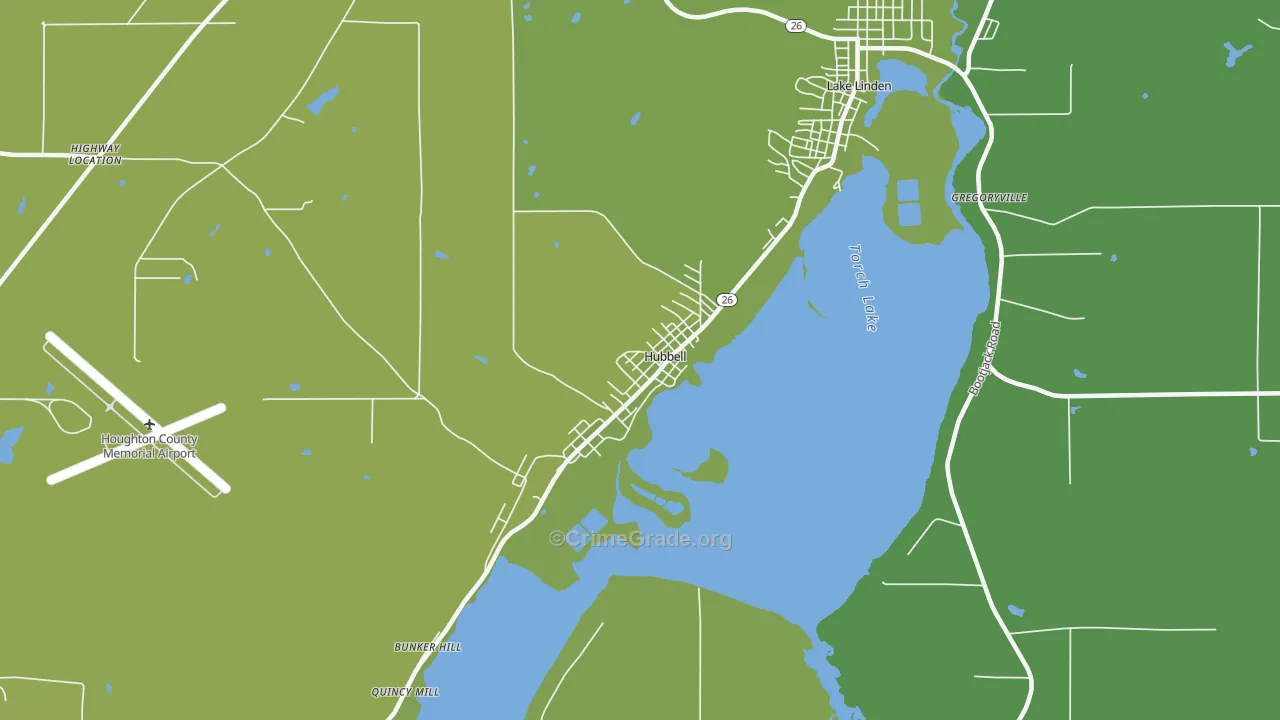 Hubbell, MI Map of Vehicle Theft Rates