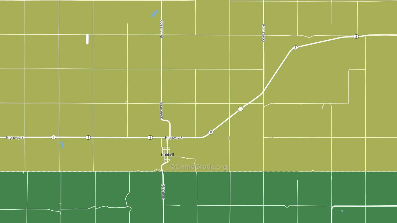 Hubbell, NE Map of Vehicle Theft Rates