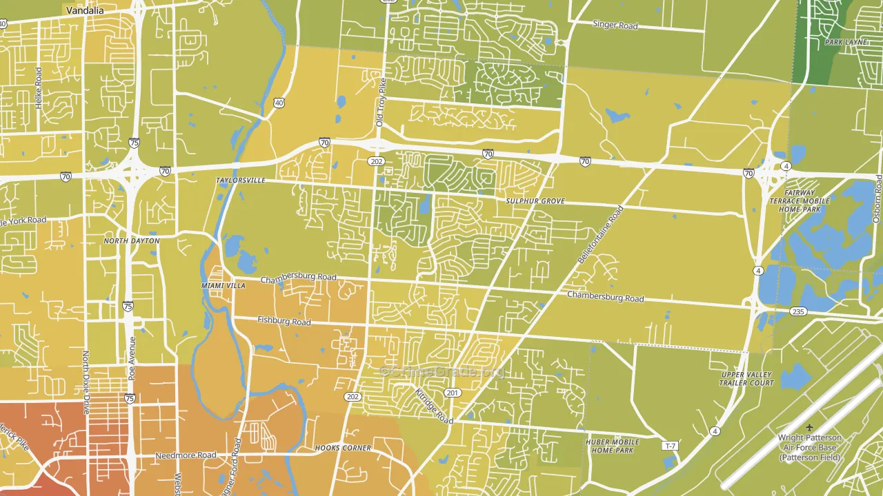 Huber Heights, OH Map of Vehicle Theft Rates