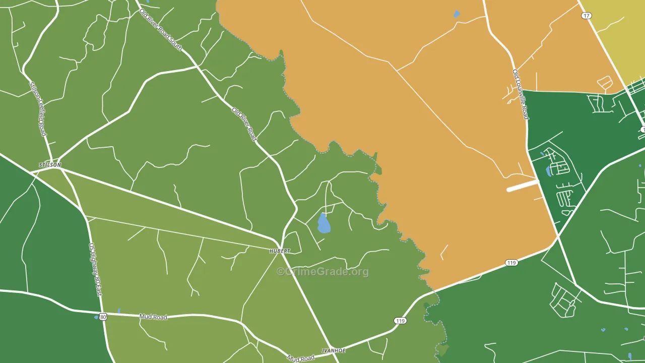 Hubert, GA Map of Vehicle Theft Rates