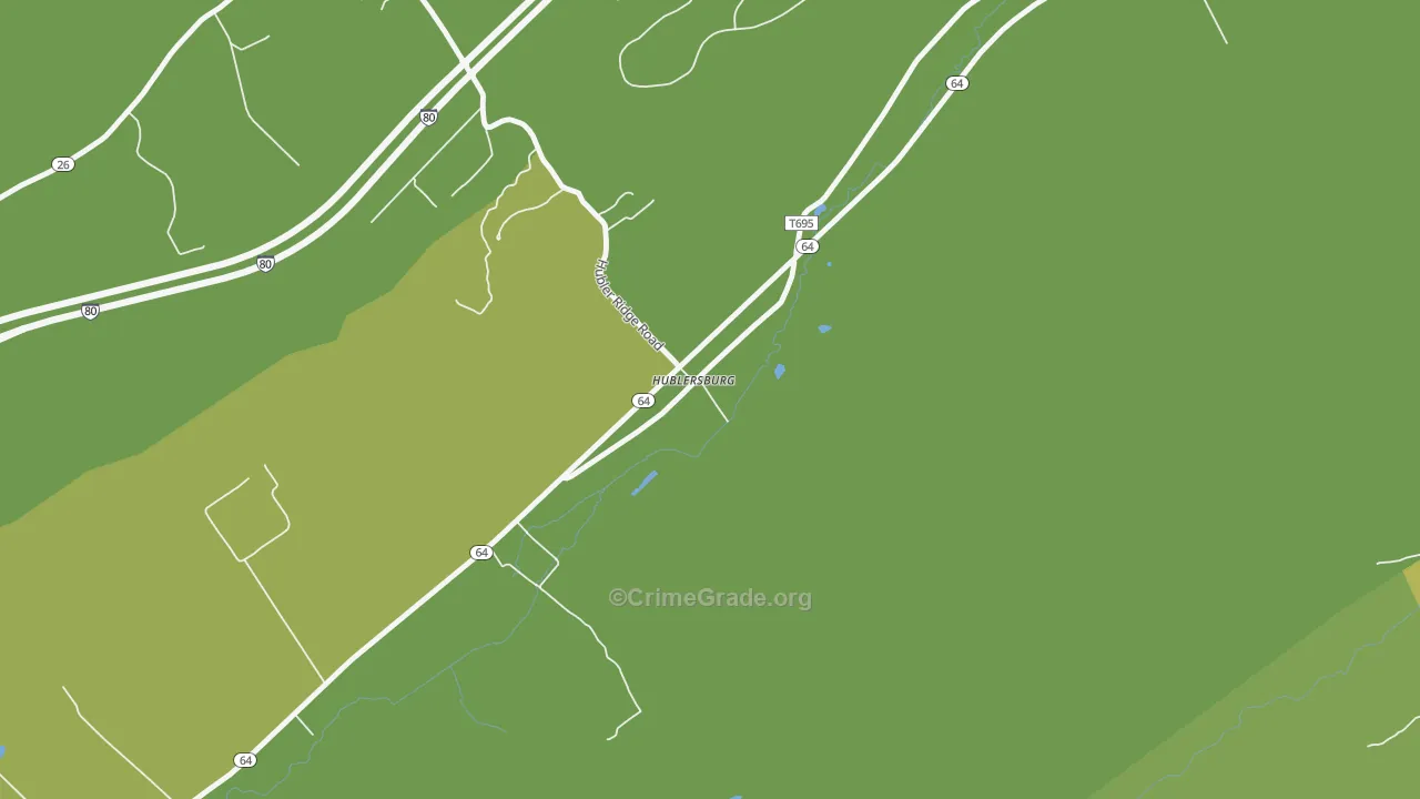 Hublersburg, PA Map of Vehicle Theft Rates