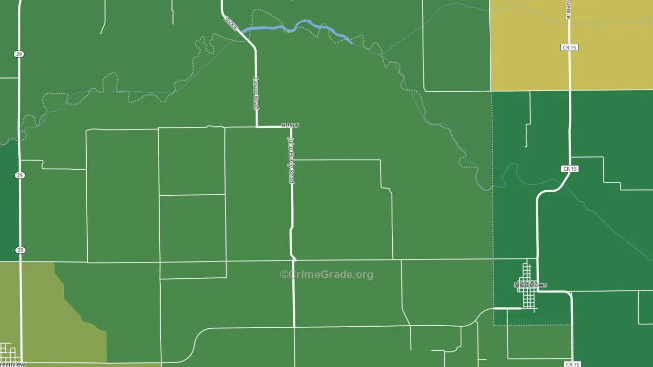 Hubly, IL Map of Vehicle Theft Rates