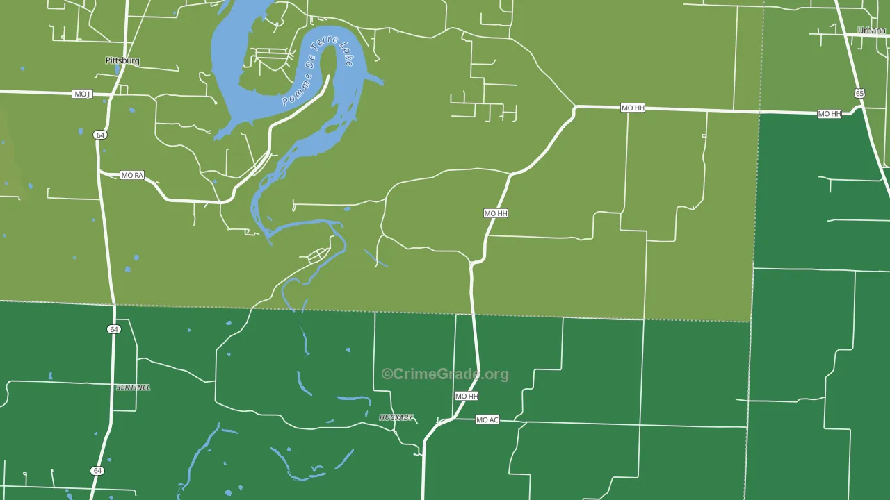 Huckaby, MO Map of Vehicle Theft Rates