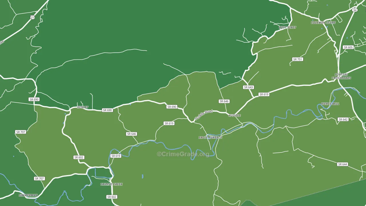 Huddle, VA Map of Vehicle Theft Rates