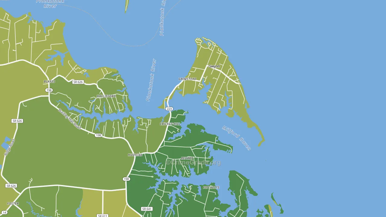 Hudgins, VA Map of Vehicle Theft Rates