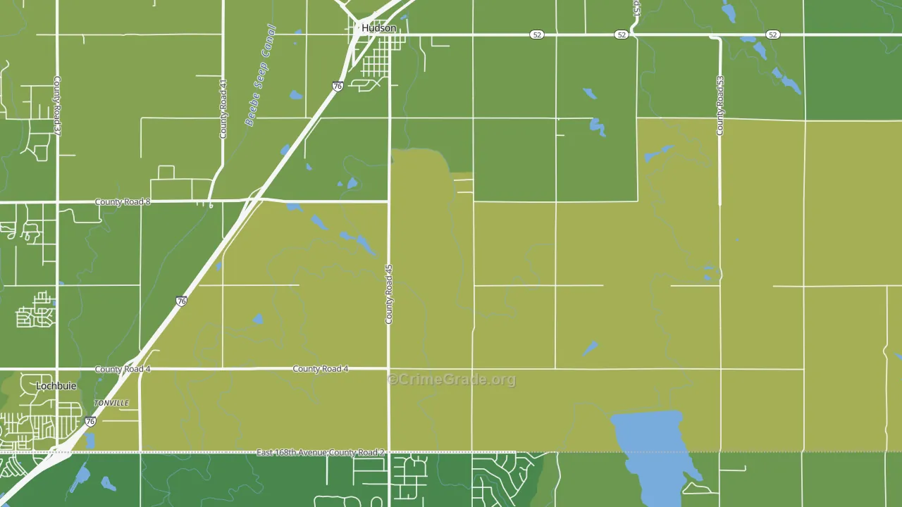 Hudson, CO Map of Vehicle Theft Rates