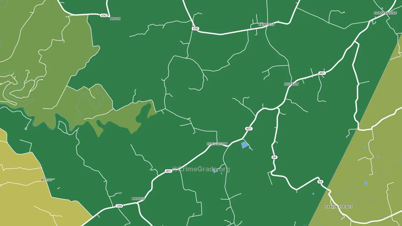 Hudson, KY Map of Vehicle Theft Rates