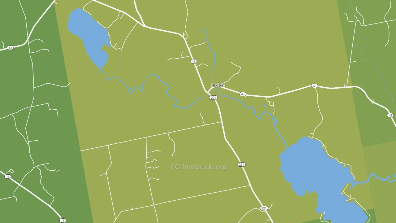 Hudson, ME Map of Vehicle Theft Rates