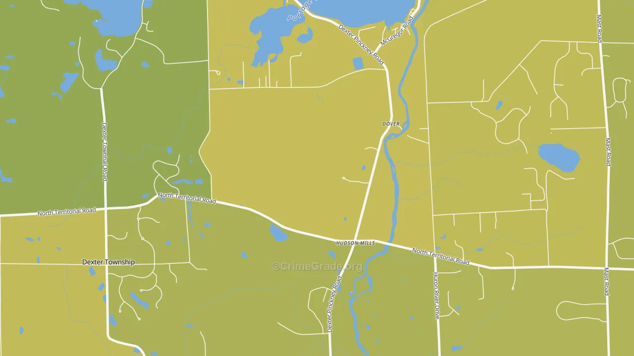 Hudson Mills, MI Map of Vehicle Theft Rates
