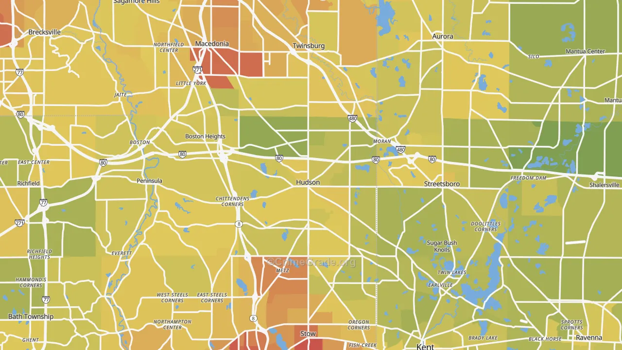 Hudson, OH Map of Vehicle Theft Rates