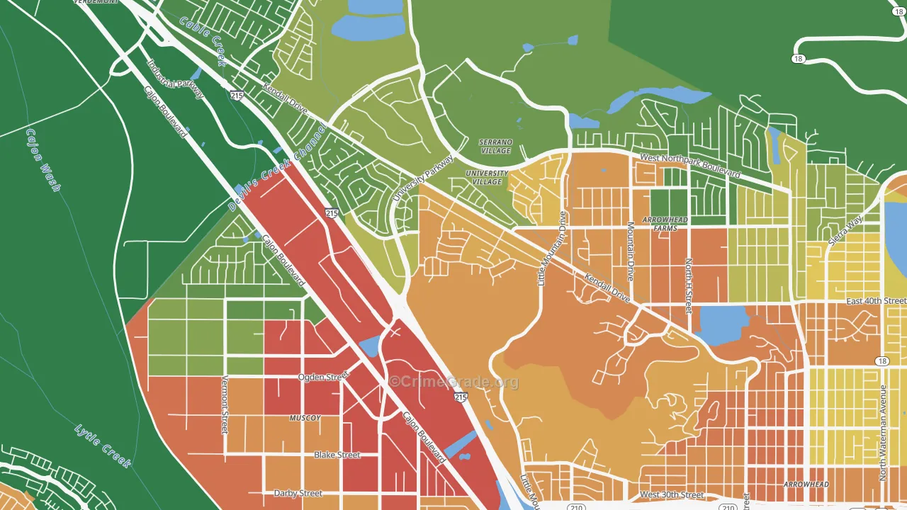 Hudson, San Bernardino, CA Map of Vehicle Theft Rates