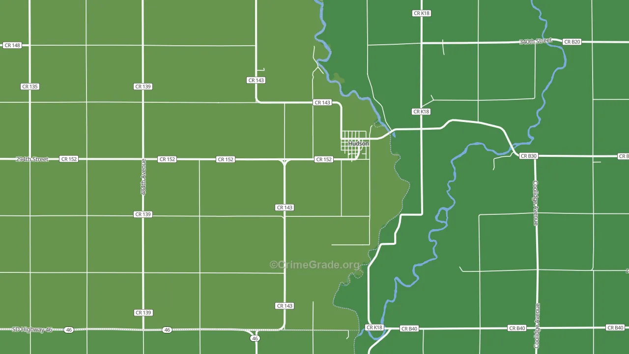 Hudson, SD Map of Vehicle Theft Rates