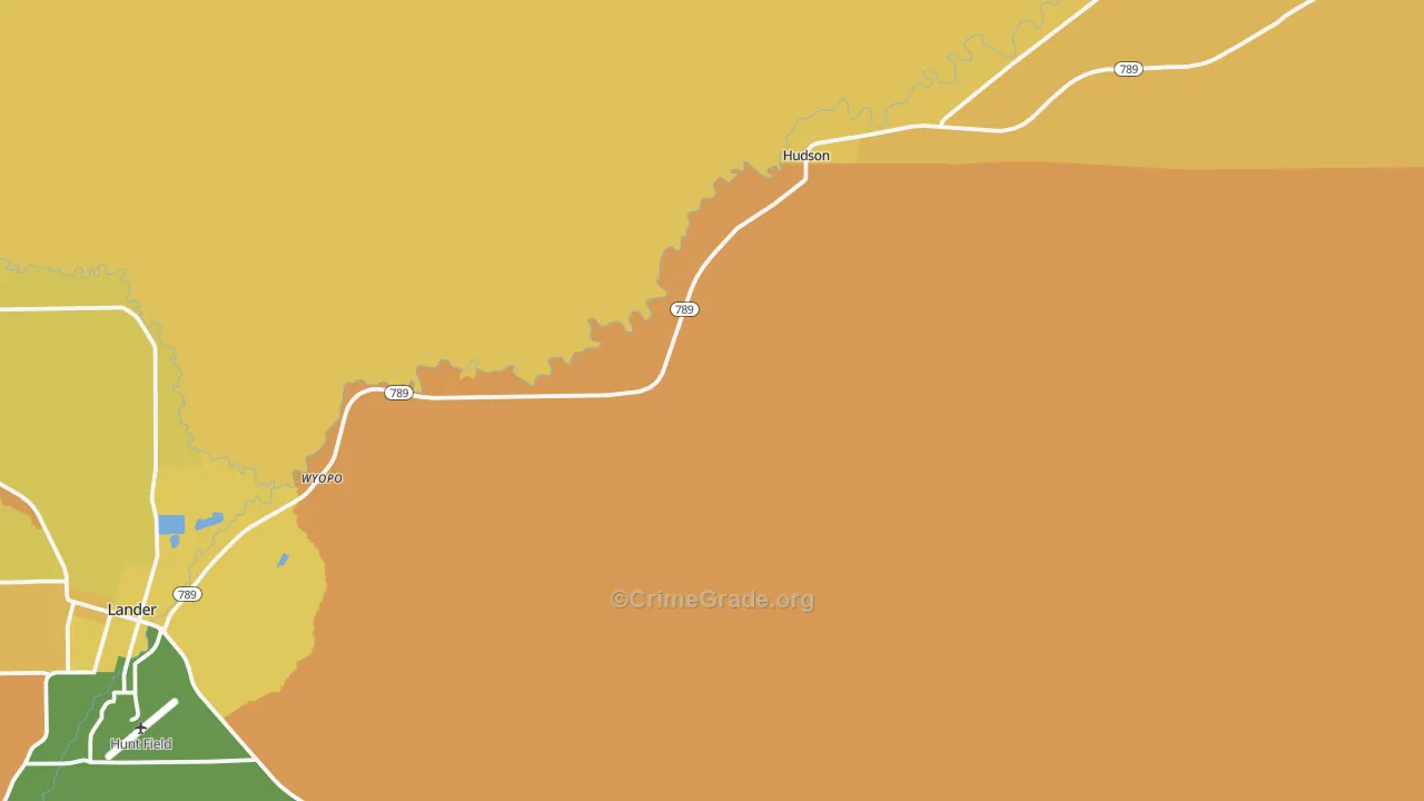 Hudson, WY Map of Vehicle Theft Rates