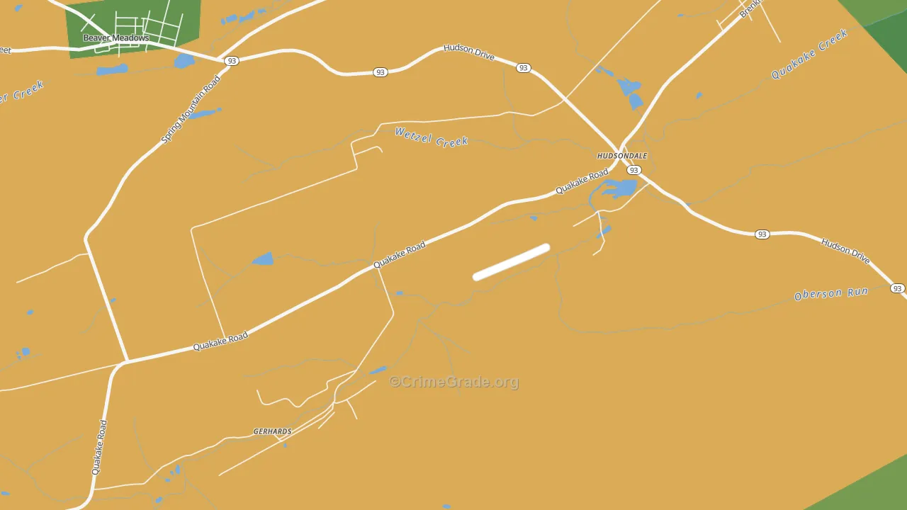 Hudsondale, PA Map of Vehicle Theft Rates