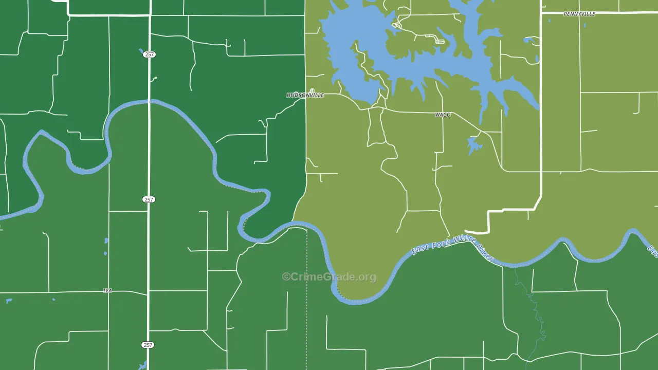 Hudsonville, IN Map of Vehicle Theft Rates
