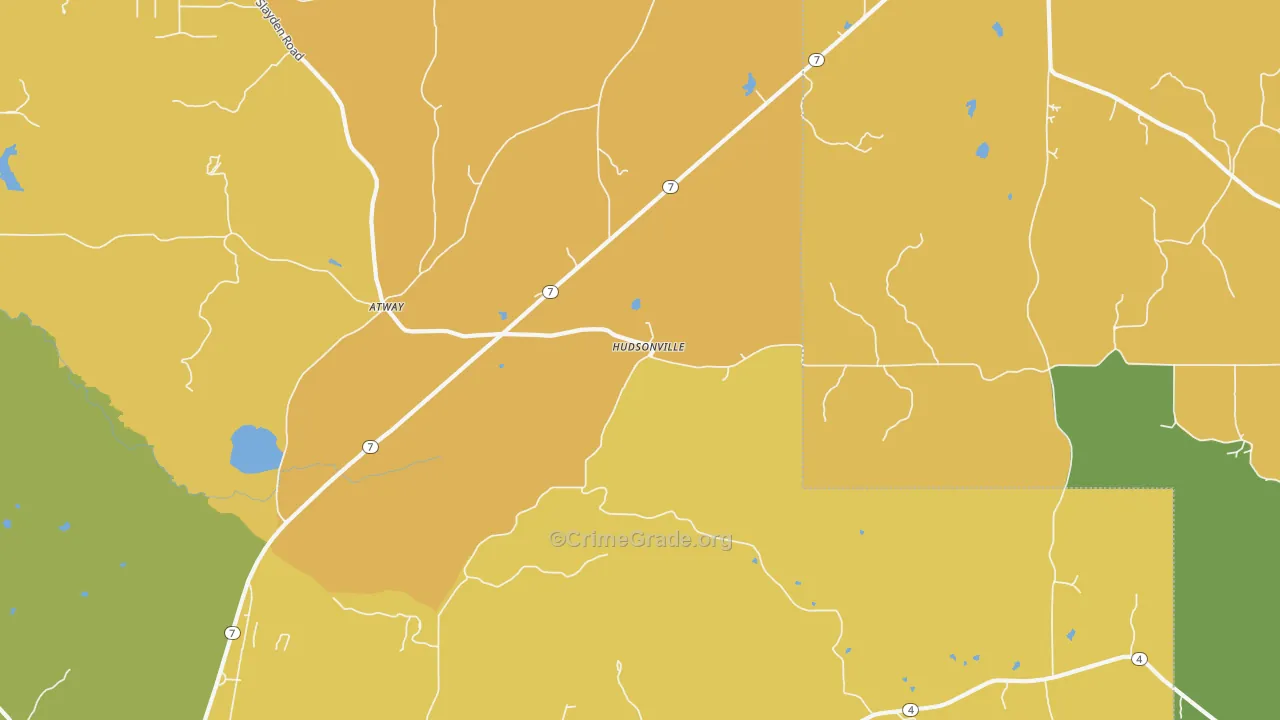 Hudsonville, MS Map of Vehicle Theft Rates