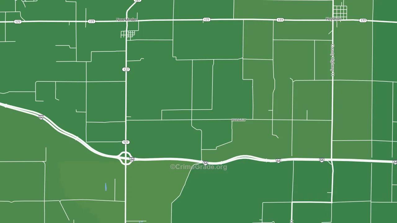 Huegely, IL Map of Vehicle Theft Rates