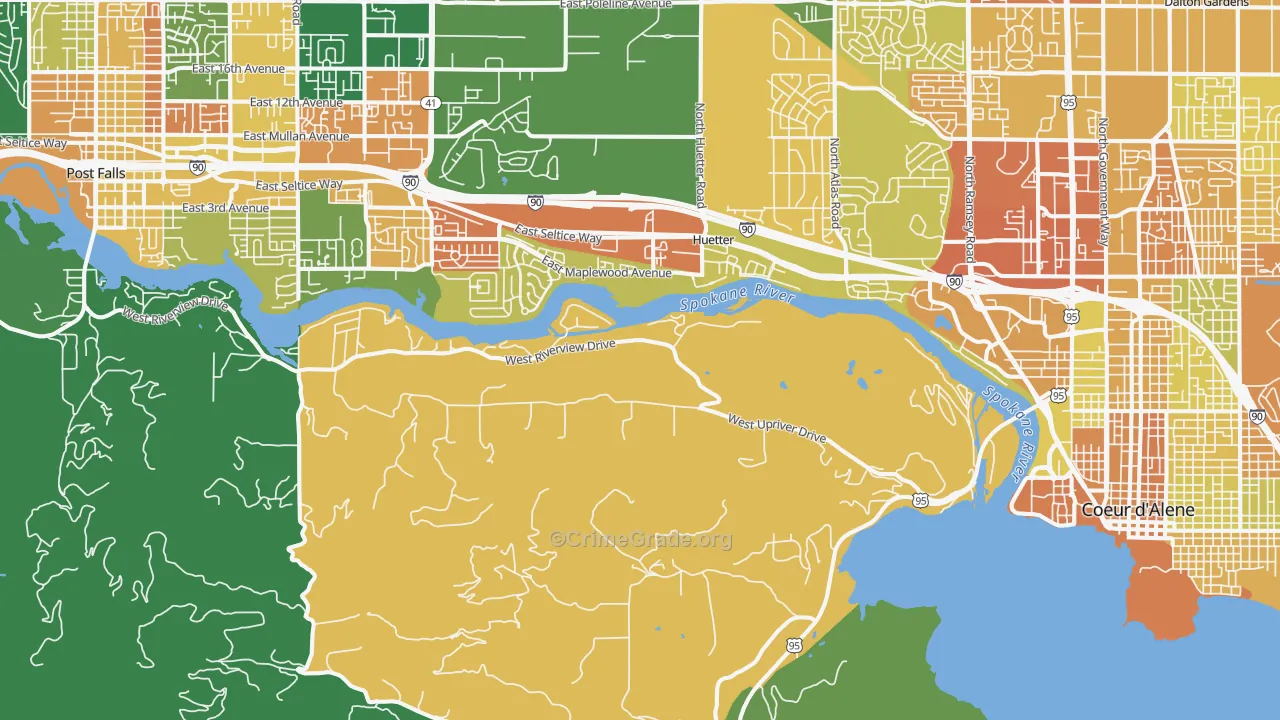 Huetter, ID Map of Vehicle Theft Rates