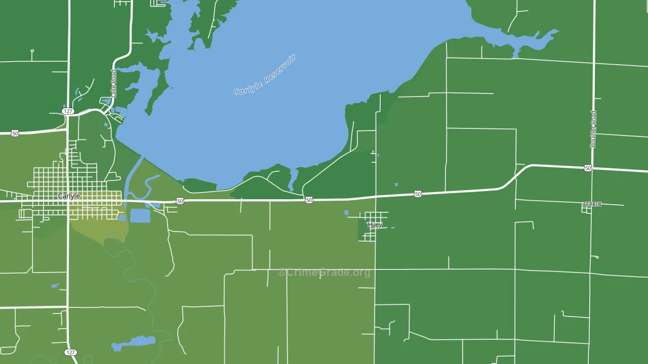 Huey, IL Map of Vehicle Theft Rates