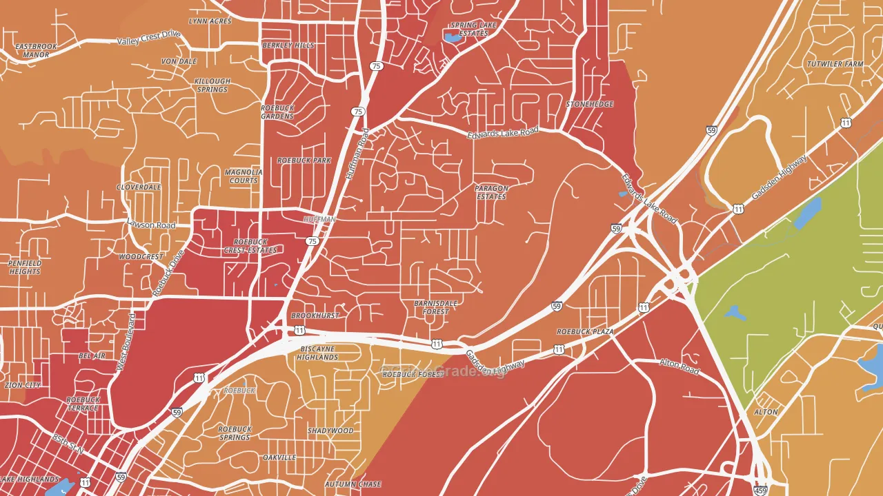 Huffman, Birmingham, AL Map of Vehicle Theft Rates