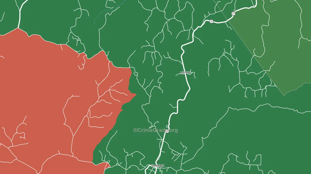 Huffman, TN Map of Vehicle Theft Rates