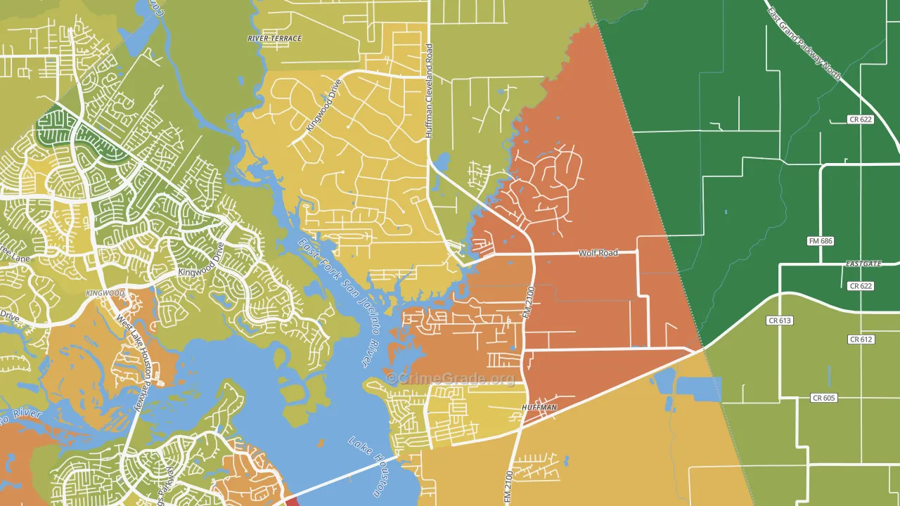 Huffman, TX Map of Vehicle Theft Rates