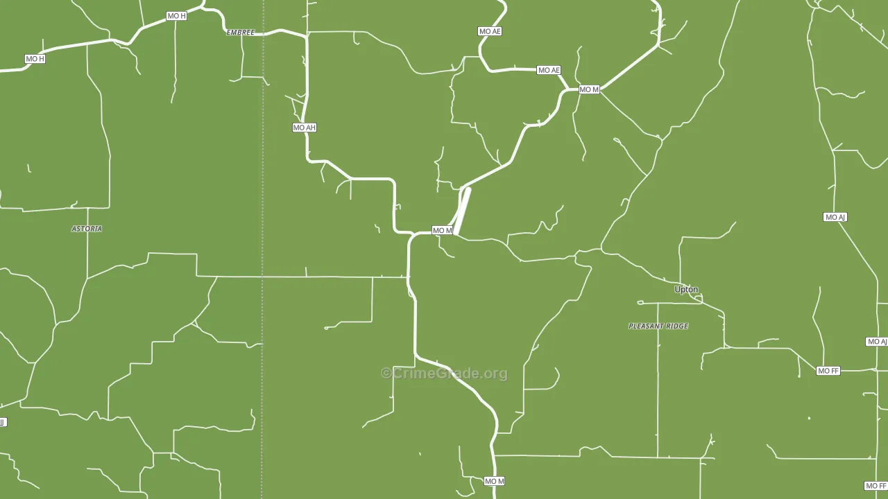 Huggins, MO Map of Vehicle Theft Rates