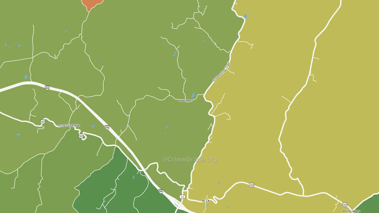 Hughart, WV Map of Vehicle Theft Rates